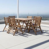 Bahçeme Antalya Katlanır Ahşap Bahçe Balkon Seti: 80x160 Masa + 6 Sandalye thumbnail 1