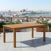 Bahçeci Istanbul 90X160 Sabit Ayaklı Ahşap Bahçe Balkon Masası thumbnail 3