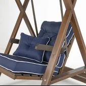 Mobeva Meda Tekli Ladin Ahşap Salıncak Dış Mekan Bahçe, Teras Salıncağı -Lacivert thumbnail 6