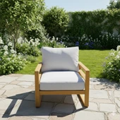 Bahçeme Nişantaşı (Mykanos) Bahçe Koltuk Tekli - Kestane İç Ve Dış Mekan Koltuğu (Minderli) thumbnail 1