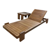 Bahçeme Tokyo Ahşap Şezlong - 15cm Minder & Masif Kestane & 5 Kademeli Sırt Dayama thumbnail 3