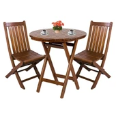 Bahçeme Avşa Ahşap Bahçe Takımı - 90lık Yuvarlak Masa + 2 Sandalye Katlanır Balkon Set thumbnail 1