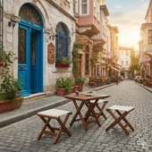 Bahçeme Ada Çay Set: 50X80 Sehpa + 2 Tabure - Katlanır Takım thumbnail 5