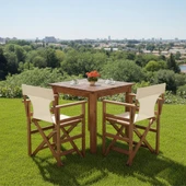Bahçeme Yönetmen S Ahşap Bahçe Balkon Seti: 70X70 Sabit Masa + 2 Katlanır Sandalye thumbnail 2