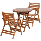 Bahçeci London Katlanır Ahşap Bahçe Balkon Takımı: 60Lık Masa + 2 Sandalye thumbnail 4