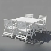 Bahçeme Antalya Katlanır Ahşap Bahçe Balkon Seti Beyaz: 70x120 Masa +4 Sandalye thumbnail 2