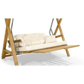 Mobeva Meda XL Iroko Ahşap Salıncak Dış Mekan Bahçe, Teras Salıncağı -Lacivert thumbnail 3