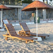 Bahçeme Riva Kademeli Ahşap Şezlong - Tekerlek Ayaklı Plaj Havuz Bahçe Şezlongu thumbnail 4