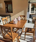 Bahçeme Bodrum 90X160 Katlanır Ahşap Masa - Masif Gürgen Teras Balkon Bahçe Masası thumbnail 2