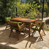 Bahçeme Antalya Ahşap Bahçe Balkon Seti: 70x120 Sabit Masa +4 Düz Minderli Sandalye thumbnail 3