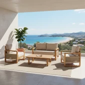 Bahçeme Oslo Ahşap Sehpa 120x74x37 cm - Kestane Grubu Bahçe Balkon Sehpası thumbnail 3