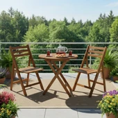 Bahçeme Albatros Katlanır Ahşap Bahçe Balkon Takımı: 70lik Masa + 2 Sandalye thumbnail 1