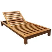 Bahçeme Efes Geniş Ahşap Şezlong - 15 cm Minderli & Kademeli Yaslanma thumbnail 1