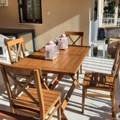 Bahçeme Çeşme LX Ahşap Bahçe Balkon Seti: 80X140 Katlanır Masa + 4 Sandalye thumbnail 1