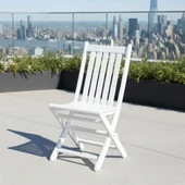 Bahçeme Avşa Ahşap Bahçe Takımı Beyaz - 60x60 Masa + 2 Sandalye Katlanır Balkon Set thumbnail 3