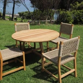 Bahçeme Taksim M2 Kestane Bahçe Takımı: 4 Sandalye + Kapadokya 120 cm Yuvarlak Masa thumbnail 5