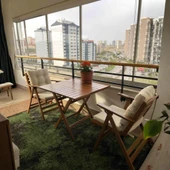 Bahçeme Antalya Katlanır Ahşap Bahçe Balkon Takımı: 70x70 Masa + 2 Minderli Sandalye thumbnail 7