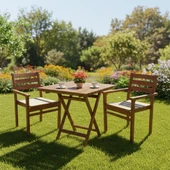Bahçeme Manavgat Ahşap Bahçe Balkon Seti: 60X80 Masa + 2 Sandalye thumbnail 2