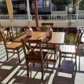 Bahçeme Çeşme LX Ahşap Bahçe Balkon Seti: 80X140 Katlanır Masa + 4 Sandalye thumbnail 4