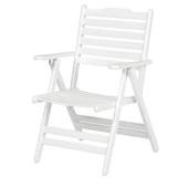 Bahçeme Ürgüp Katlanır Ahşap Sandalye - Beyaz Renk Masif Gürgen Bahçe Balkon Sandalyesi thumbnail 1