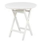 Bahçeme Ürgüp Katlanır Ahşap Bahçe Balkon Seti Beyaz: 70lik Yuvarlak Masa + 2 Sandalye thumbnail 5