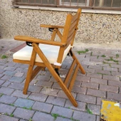Bahçeme Antalya Katlanır Ahşap Sandalye - Masif Gürgen & Minder Oturum & 4 Kademe thumbnail 3