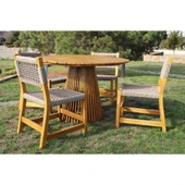 Bahçeme Taksim M1 Kestane Bahçe Takımı: 4 Sandalye + Lara 120 cm Yuvarlak Masa thumbnail 9