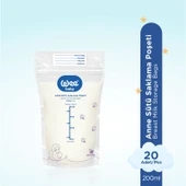 Wee Baby Anne Sütü Saklama Poşeti 20 Adet BPA İçermeyen Dondurucuya Uygun 200 ml thumbnail 3