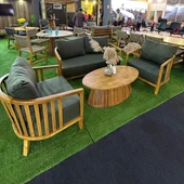 Bahçeme Emirgan (York) Ahşap Oturma Grubu Minderli - Masif Kestane 4 Kişilik Koltuk Takımı thumbnail 3