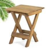 Mobeva Flat Kayın Ahşap Bahçe Takımı: 70x53 Masa + 4 Tabure Katlanır Set thumbnail 4