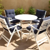 Bahçeme Ürgüp Katlanır Ahşap Bahçe Balkon Takımı Beyaz: 90lık Masa + 4 Minderli Sandalye thumbnail 2