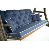 Mobeva Akasya 4lü Ladin Ahşap Salıncak Dış Mekan Bahçe, Teras Salıncağı -Lacivert thumbnail 6