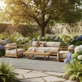 Bahçeme Tibet Ahşap Sehpa 140x80x36 cm - Kayın Grubu Bahçe Balkon Sehpası thumbnail 5