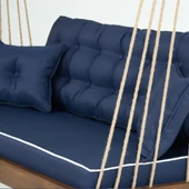 Mobeva Mome İkili Ladin Ahşap Salıncak -Tavana Asmalı Salıncak -Lacivert thumbnail 6