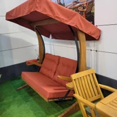 Bahçeci Bold Ahşap Salıncak - 4 Kişilik Bahçe Salıncağı- Masif Gürgen thumbnail 3