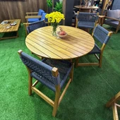 Bahçeme Kapadokya (Luna) 120lik Yuvarlak Ahşap Masa - Masif Kestane İç ve Dış Mekan Masası thumbnail 4