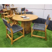 Bahçeme Taksim M1 Kestane Bahçe Takımı: 4 Sandalye + Lara 120 cm Yuvarlak Masa thumbnail 8