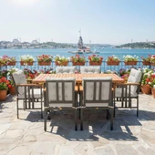 Bahçeme Çamlıca Alüminyum Yemek Takımı - 6 Kişilik Bahçe Teras Mutfak Kanepe Takımı thumbnail 6