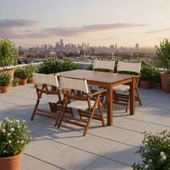 Bahçeci Atina 80x140 Sabit Masa- Atina Minderli Sandalye Bahçe Balkon Seti thumbnail 1