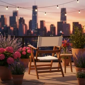 Bahçeme Marmaris Katlanır Sandalye - Masif Gürgen Beyaz Ahşap & Antrasit PVC Kumaş thumbnail 5