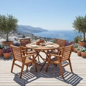 Bahçeme Heybeli Katlanır Ahşap Bahçe Seti: 120Lik Masa + 4 Sandalye thumbnail 1