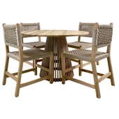 Bahçeme Taksim M1 Kestane Bahçe Takımı: 4 Sandalye + Lara 120 cm Yuvarlak Masa thumbnail 10