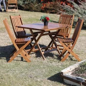 Bahçeme Avşa Ahşap Katlanır Bahçe Balkon Takımı: 70x70 Masa + 4 Sandalye thumbnail 2