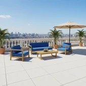 Bahçeme Üsküdar (Malaga) Ahşap Oturma Grubu Minderli - Masif Kestane 5 Kişilik Koltuk Takımı thumbnail 6