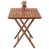 Bahçeme Ada Ahşap Masa 60x60 - Katlanır Bahçe Balkon Mutfak Masası thumbnail 1