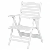 Bahçeme Ürgüp Katlanır Ahşap Bahçe Balkon Seti Beyaz: 70lik Yuvarlak Masa + 2 Sandalye thumbnail 7