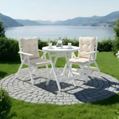 Bahçeme Ürgüp Katlanır Bahçe Balkon Beyaz Takım: 70lik Masa + 4 Adet Minderli Sandalye thumbnail 5
