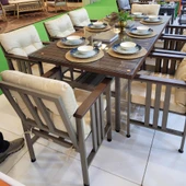 Bahçeme Çamlıca Alüminyum Yemek Takımı - 8 Kişilik Bahçe Teras Mutfak Kanepe Takımı thumbnail 1