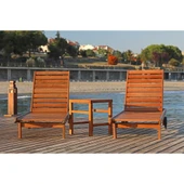 Bahçeme Riva Kademeli Ahşap Şezlong - Tekerlek Ayaklı Plaj Havuz Bahçe Şezlongu thumbnail 3