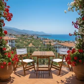 Bahçeme Marmaris Ahşap Bahçe Balkon Seti: 70X70 Masa +2 Gri Pvcli Sandalye thumbnail 1